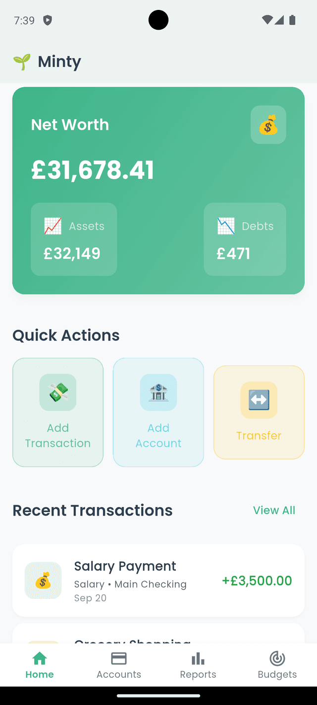 Minty Finance App Screenshot 1